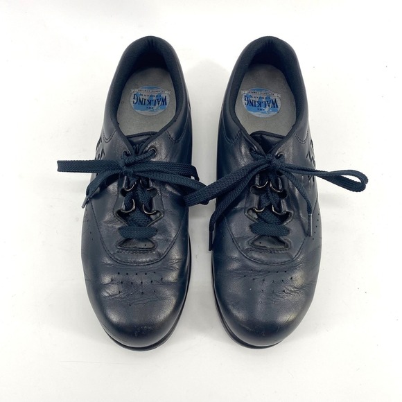 SAS Free Time Navy Leather Lace Up Perforated Comfort Shoes Women Size 6N - Picture 3 of 9